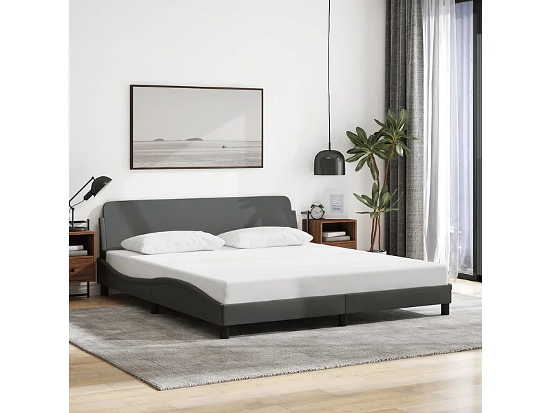 Struttura letto senza materasso tessuto grigio scuro 160x200 cm