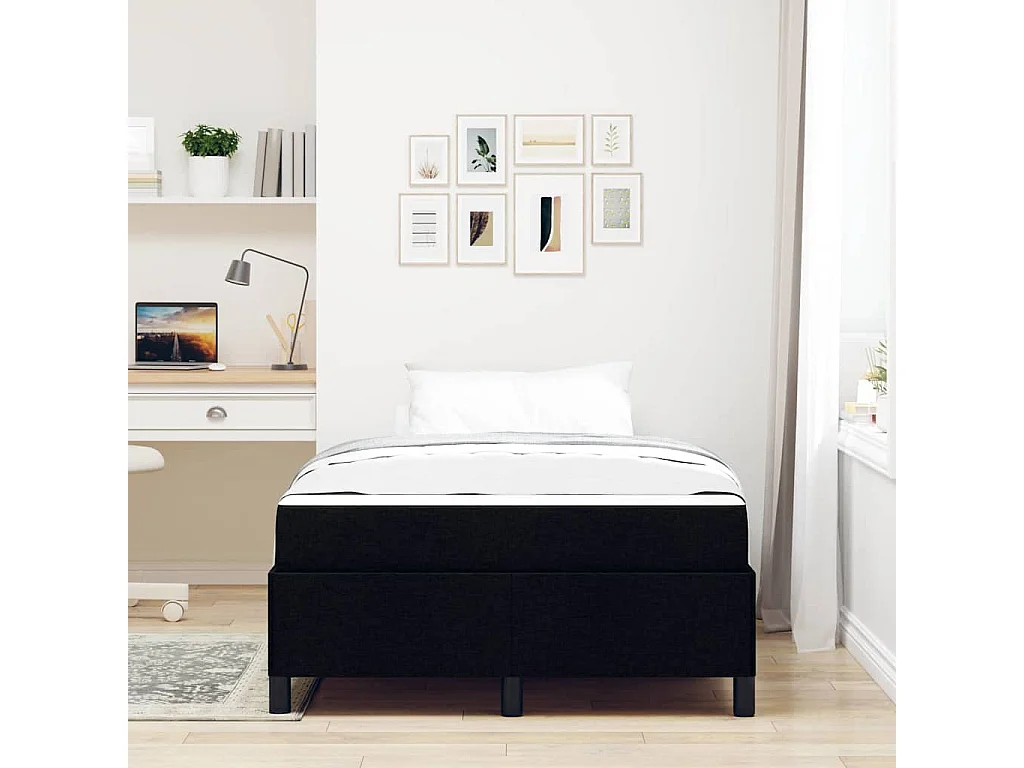 Letto a molle nero e nero 120 x 190 cm