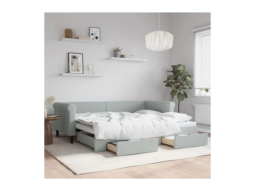 Dagbed met onderschuifbed en lades zonder matras 90x200 cm