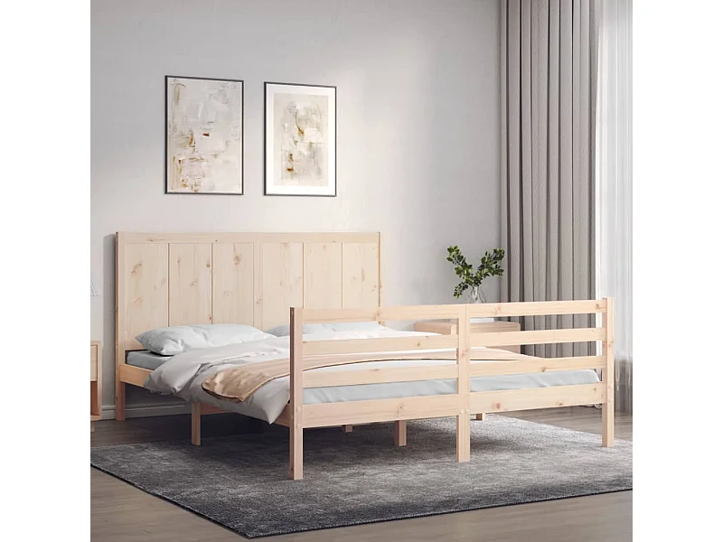 Estructura de cama de madera maciza sin colchón