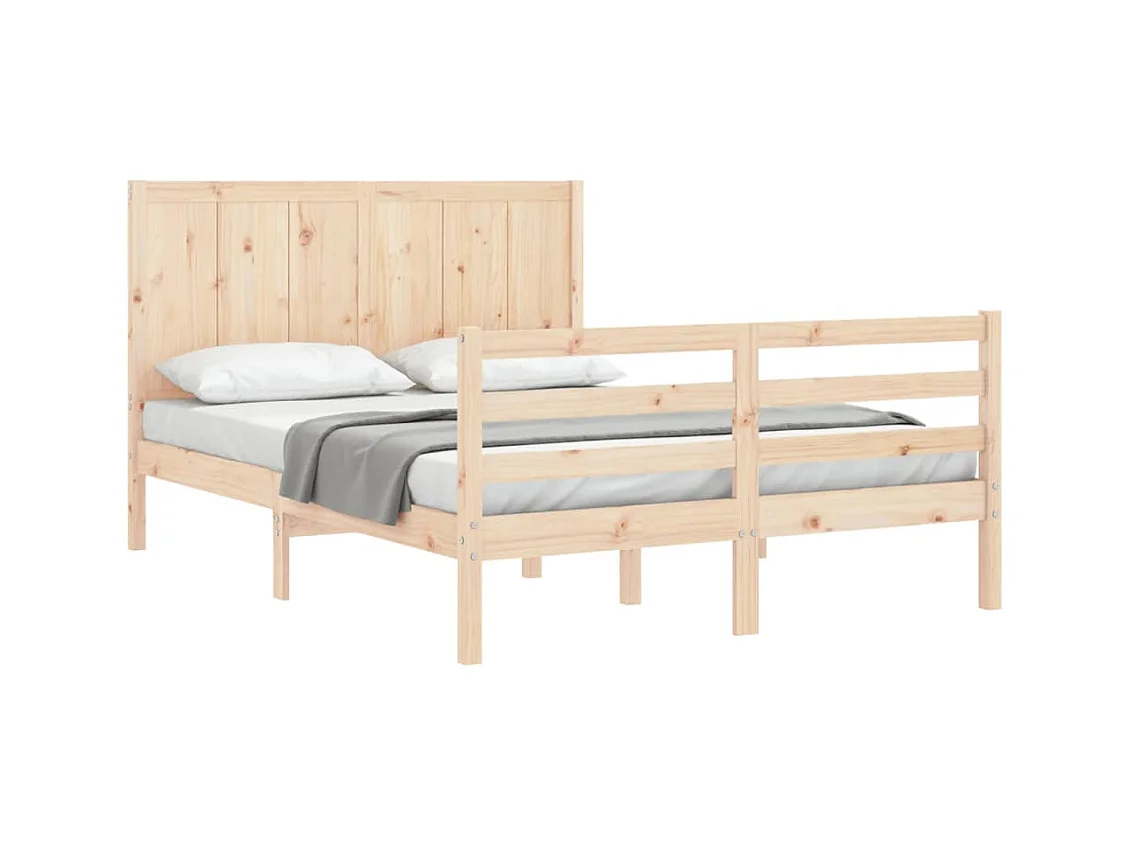 Estructura de cama de madera maciza sin colchón