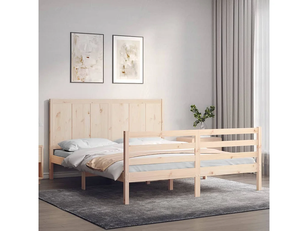 Struttura letto in legno massello senza materasso