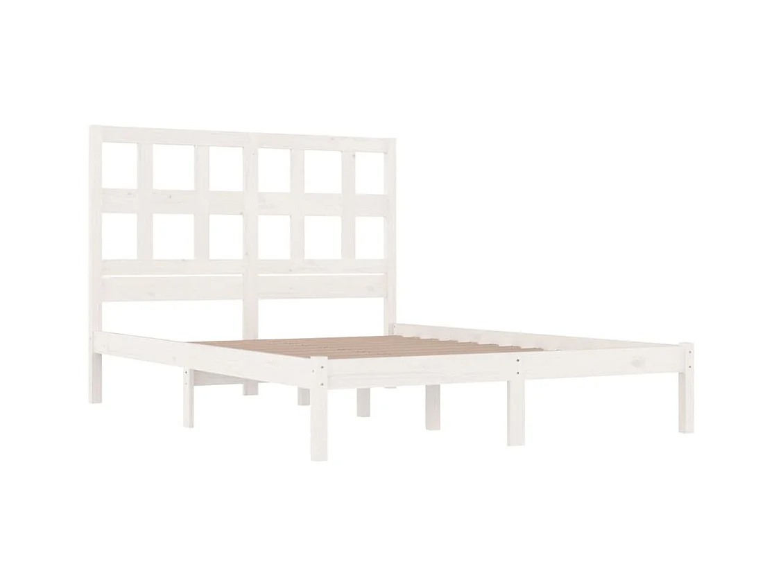 Estructura de cama sin colchón blanca 140x190 cm madera maciza de pino