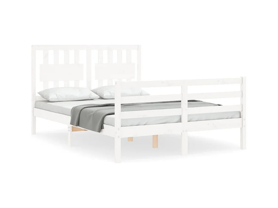Cadre de lit sans matelas blanc 140x190 cm bois massif
