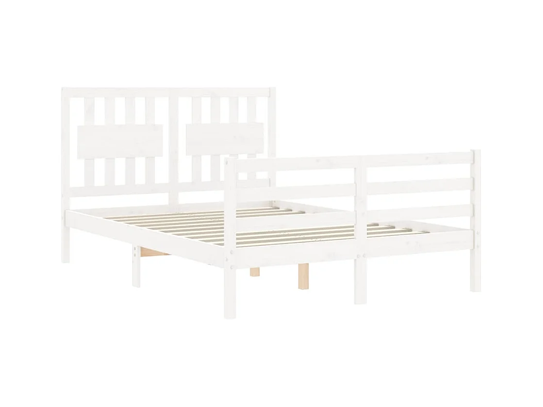 Cadre de lit sans matelas blanc 140x190 cm bois massif