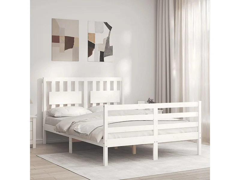 Cadre de lit sans matelas blanc 140x190 cm bois massif
