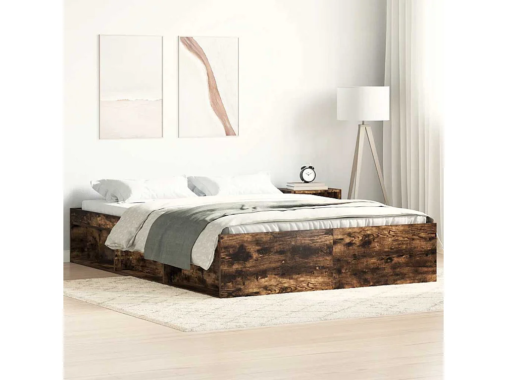 Estructura de cama sin colchón roble ahumado 120x200 cm