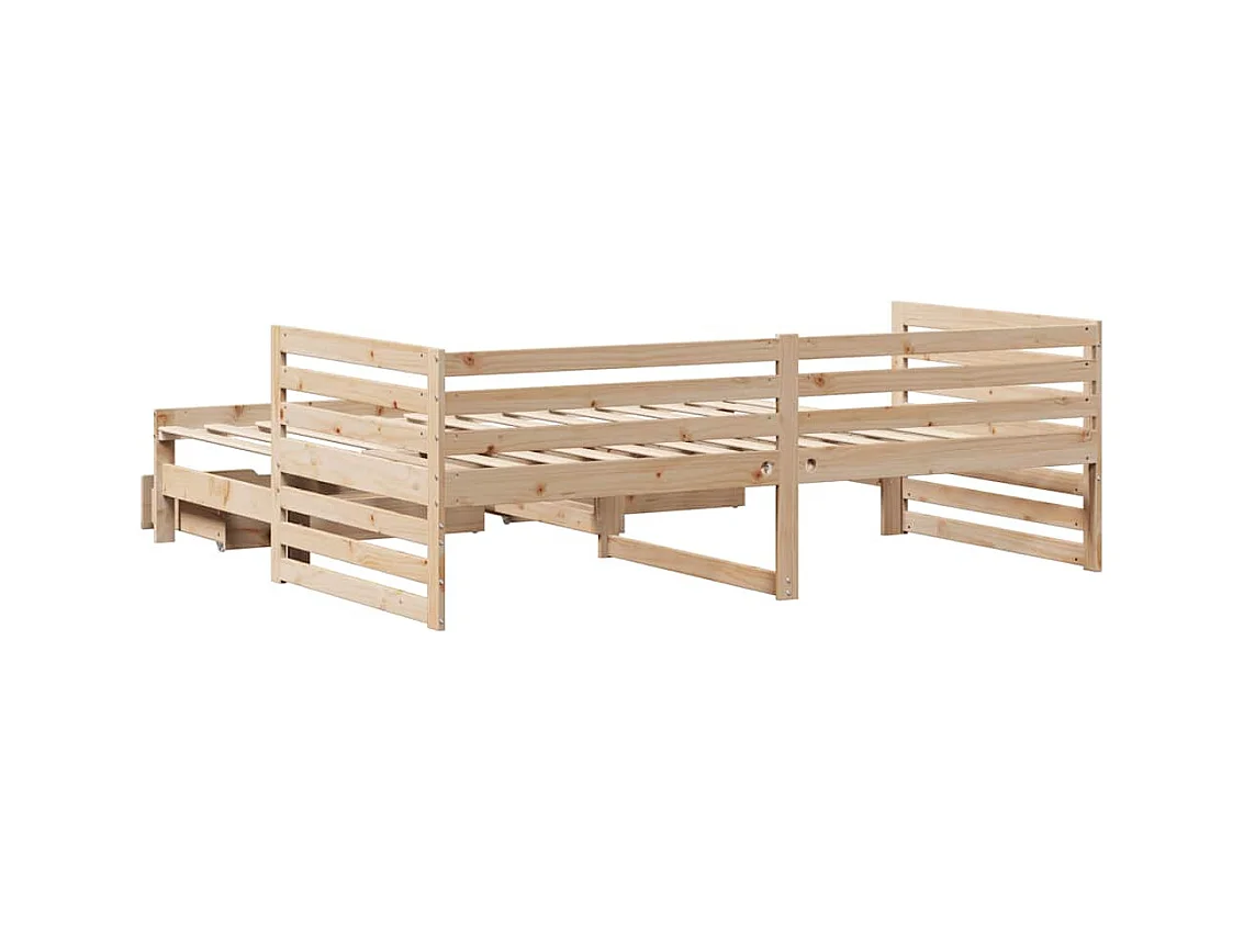 Divano letto con cassetti senza materasso 90x200 cm in legno massello