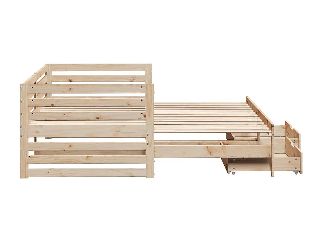 Divano letto con cassetti senza materasso 90x200 cm in legno massello
