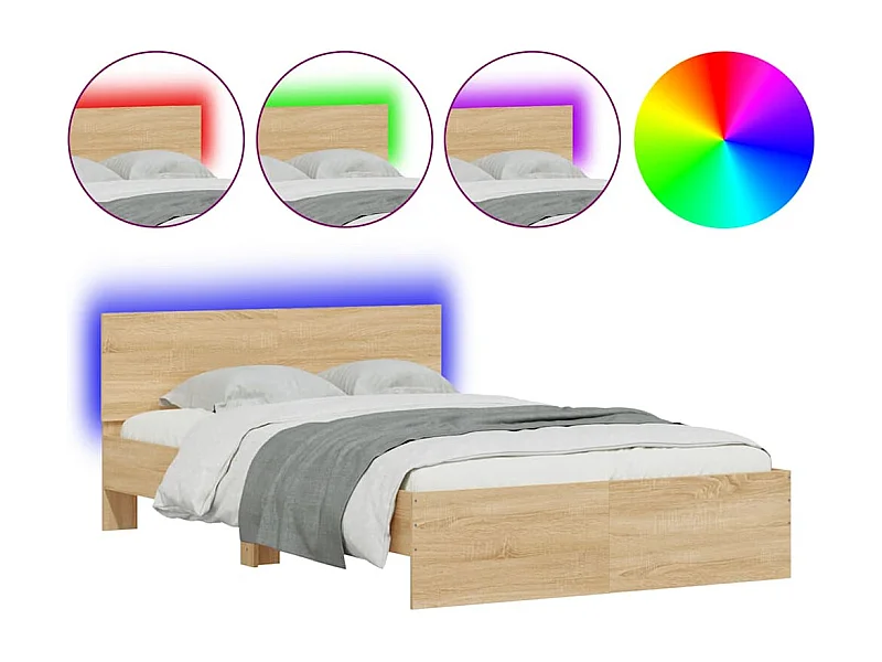 Bedframe met hoofdbord en LED Sonoma eiken 140x190 cm