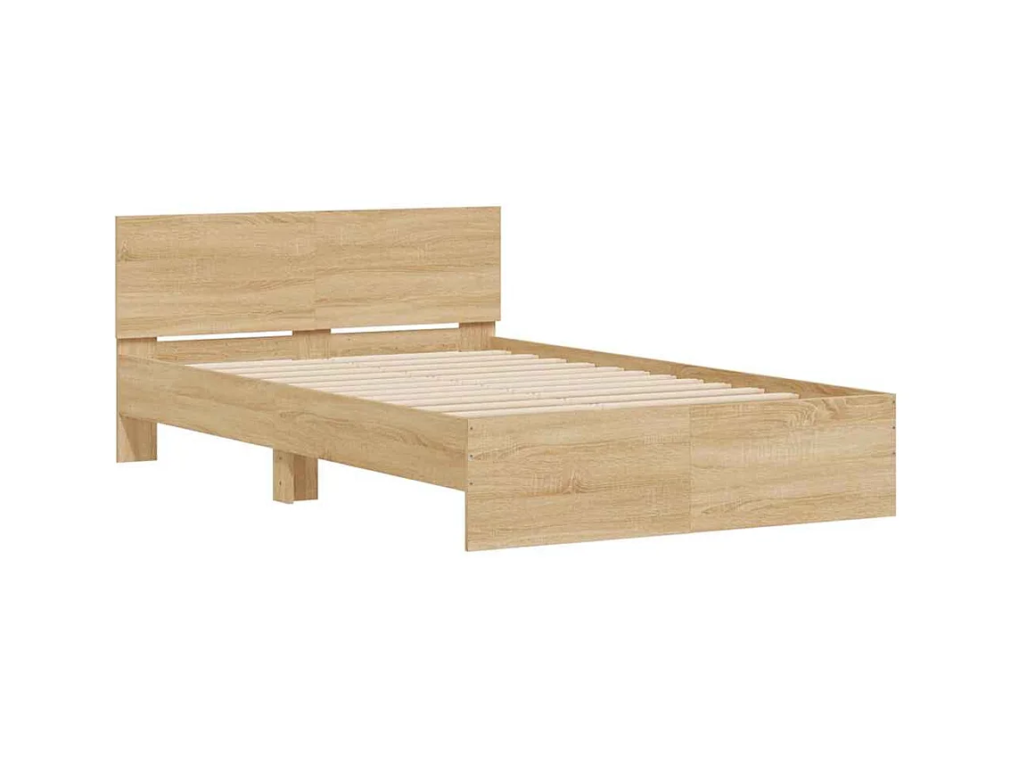 Estructura de cama con cabecero y LED roble Sonoma 140x190 cm