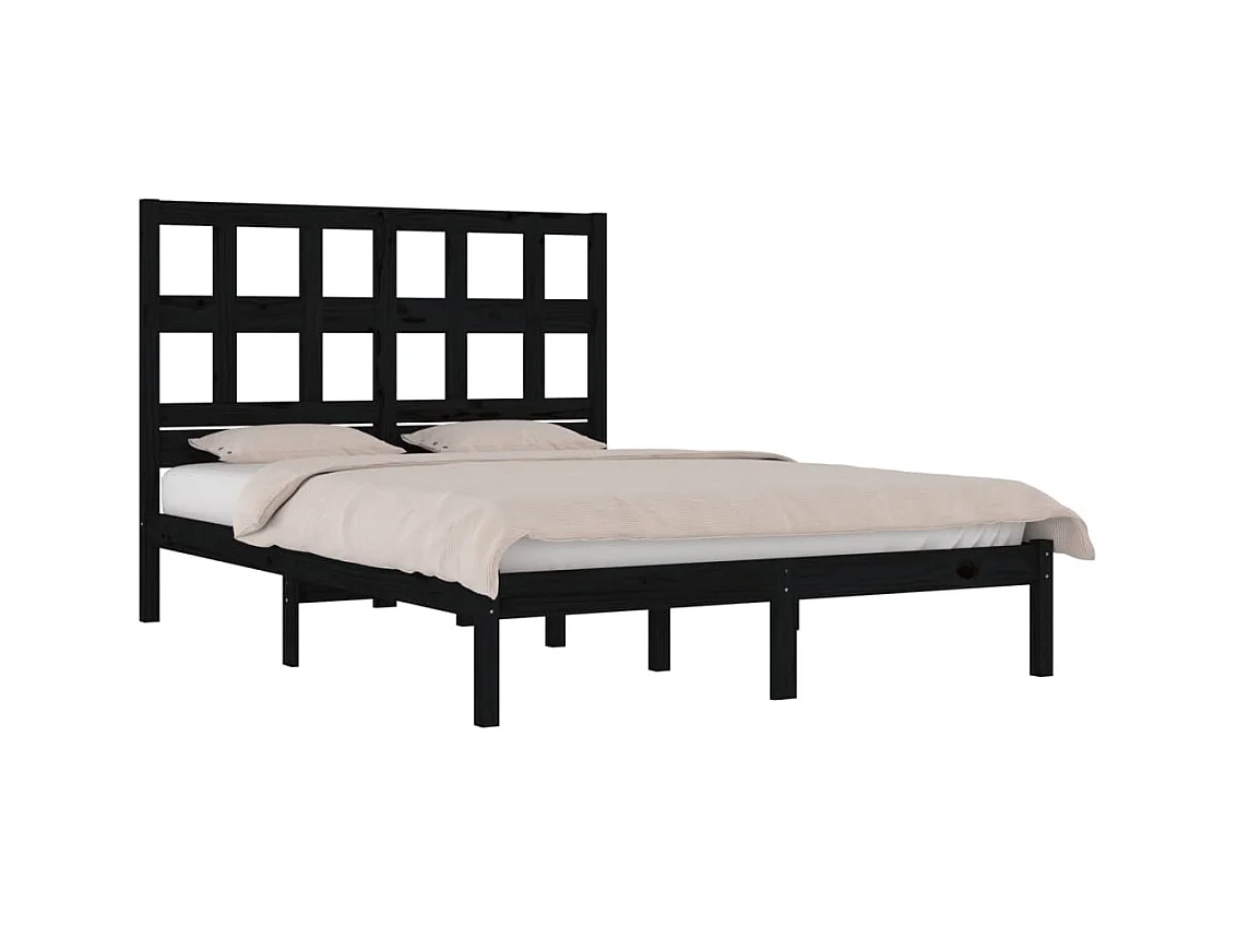 Bedframe zonder matras zwart 200x200 cm massief grenenhout