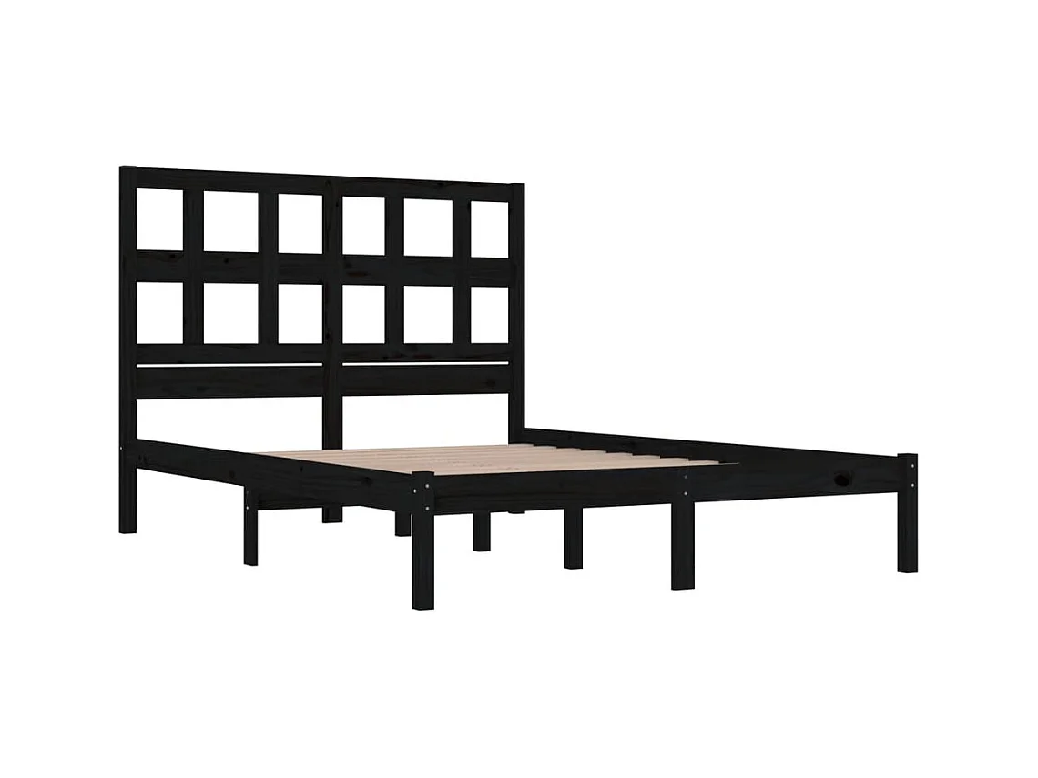 Bedframe zonder matras zwart 200x200 cm massief grenenhout