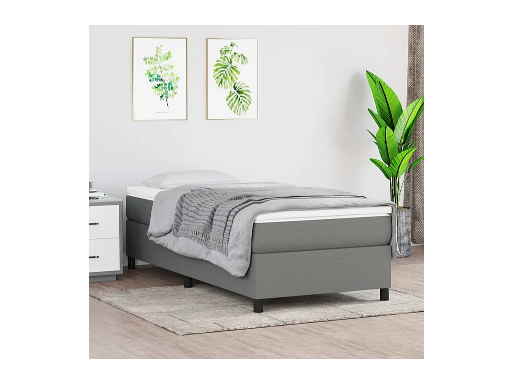 Sommier à lattes de lit avec matelas Gris foncé 90x200 cm Tissu