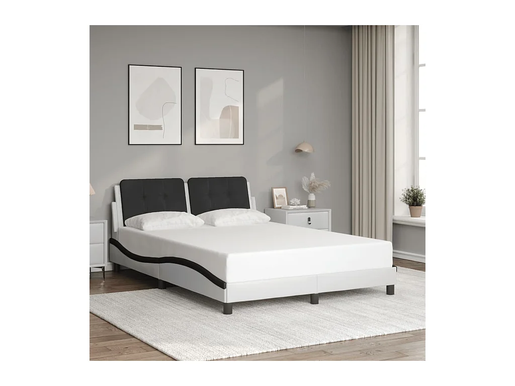 Bedframe zonder matras wit en zwart 140x200 cm kunstleer