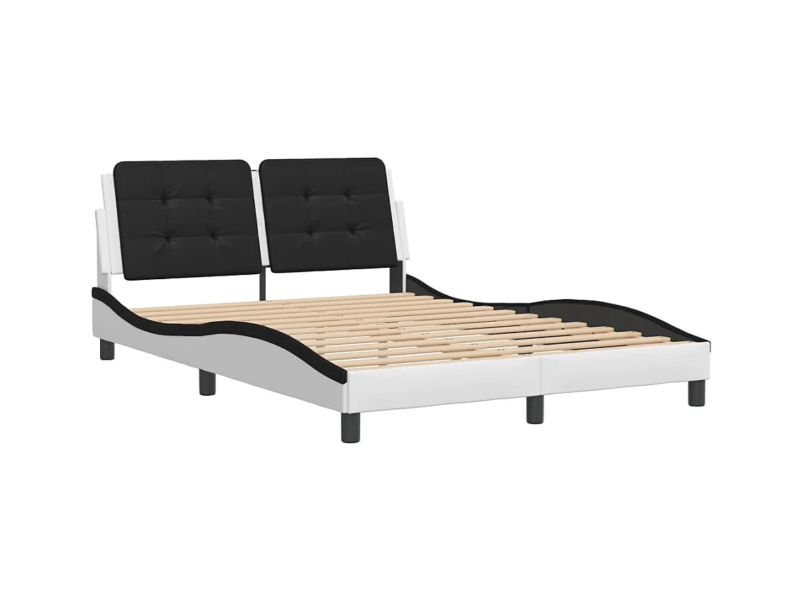 Bedframe zonder matras wit en zwart 140x200 cm kunstleer