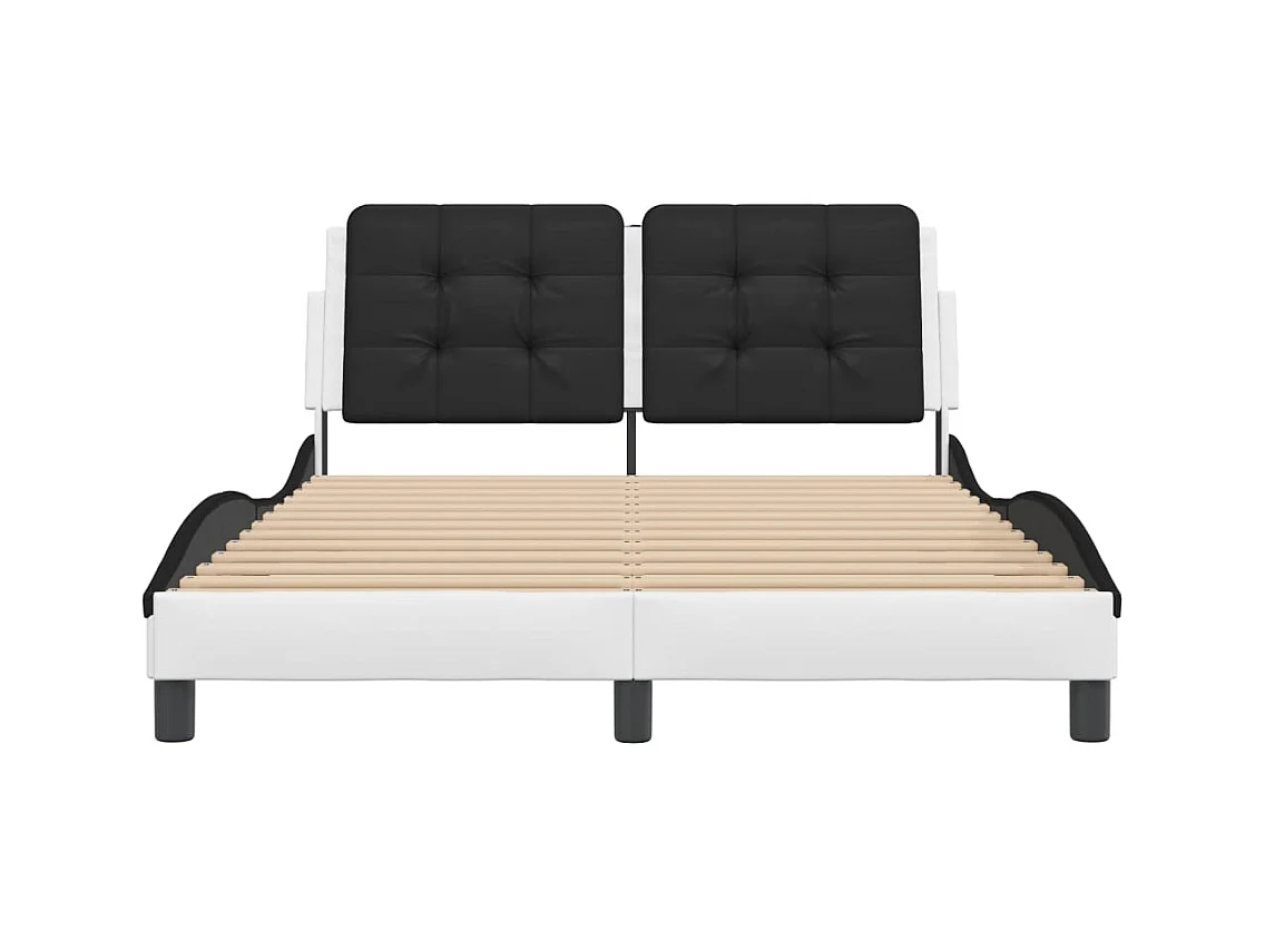 Bedframe zonder matras wit en zwart 140x200 cm kunstleer