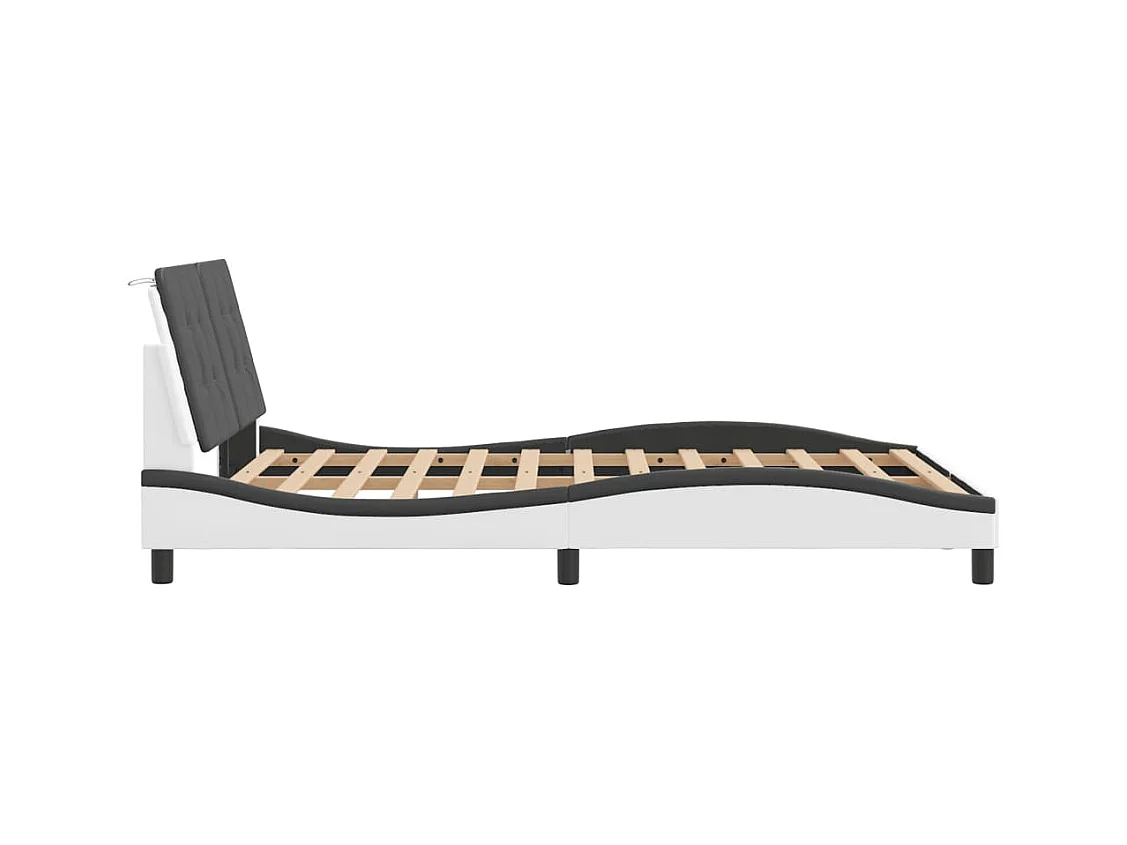 Bedframe zonder matras wit en zwart 140x200 cm kunstleer