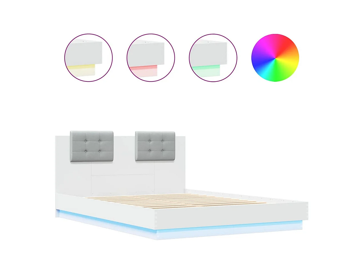 Bedframe met LED zonder matras wit 140x200 cm