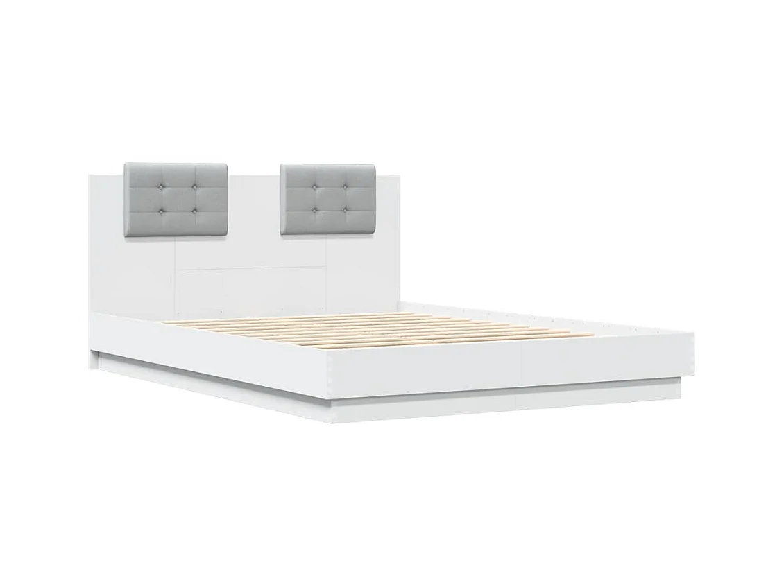 Bedframe met LED zonder matras wit 140x200 cm