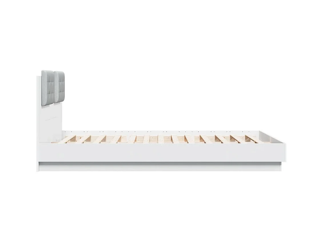 Bedframe met LED zonder matras wit 140x200 cm