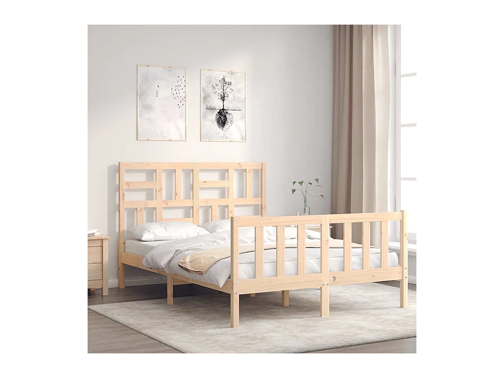 Estructura de cama sin colchón 140x190 cm madera maciza de pino