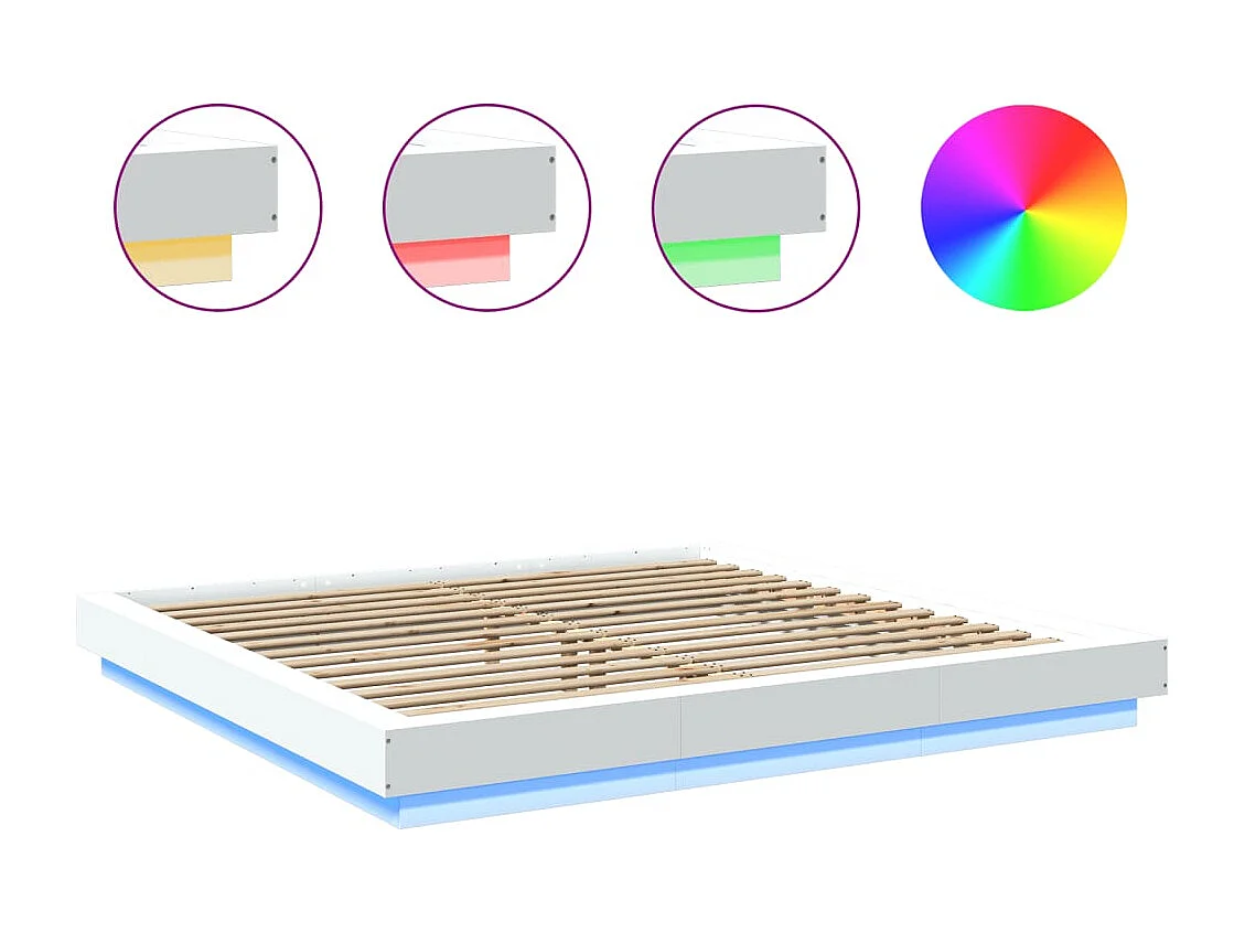 Bedframe met LED-verlichting zonder matras wit 200x200 cm