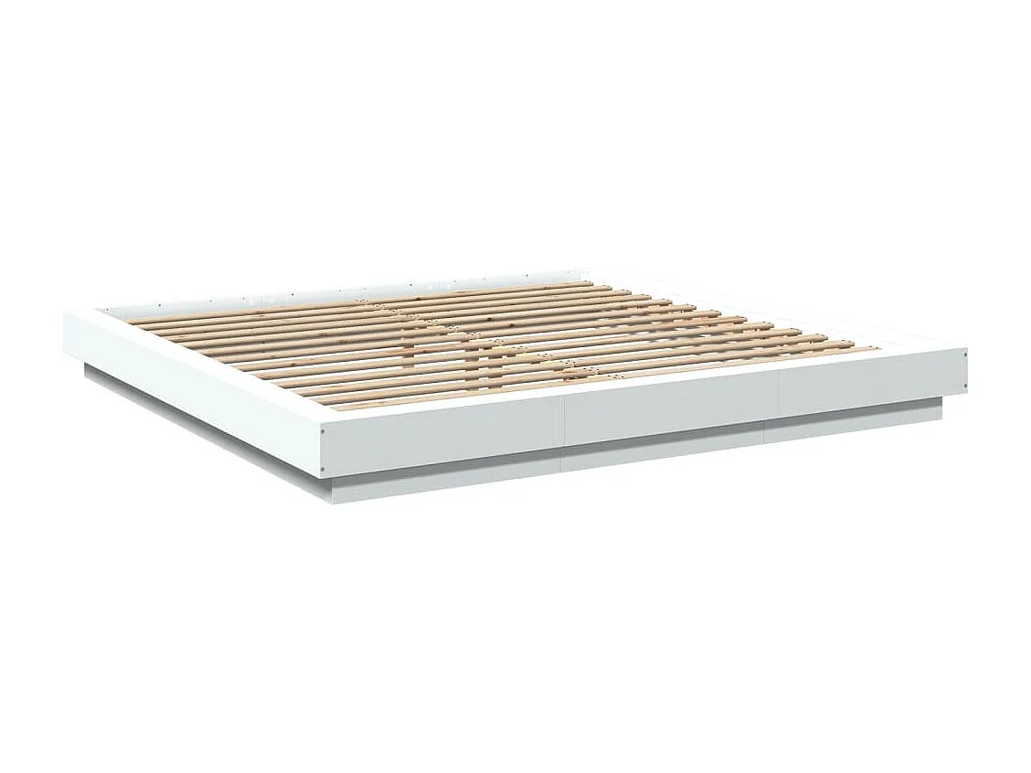 Estructura de cama con luces LED sin colchón blanco 200x200 cm