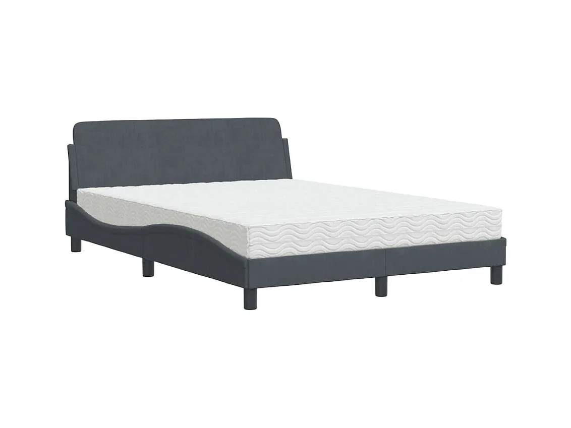 Lit avec matelas gris foncé 140x200 cm velours