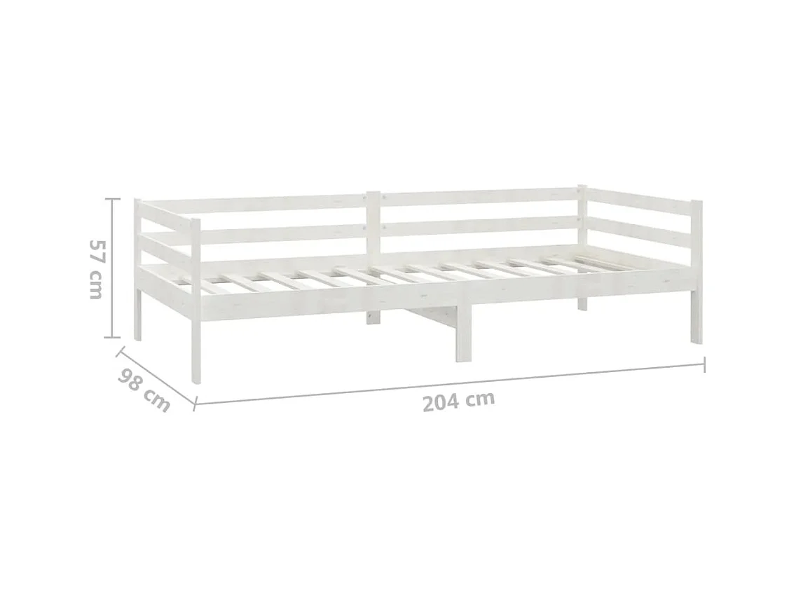 Lit de repos avec matelas 90x200 cm Blanc Bois de pin massif