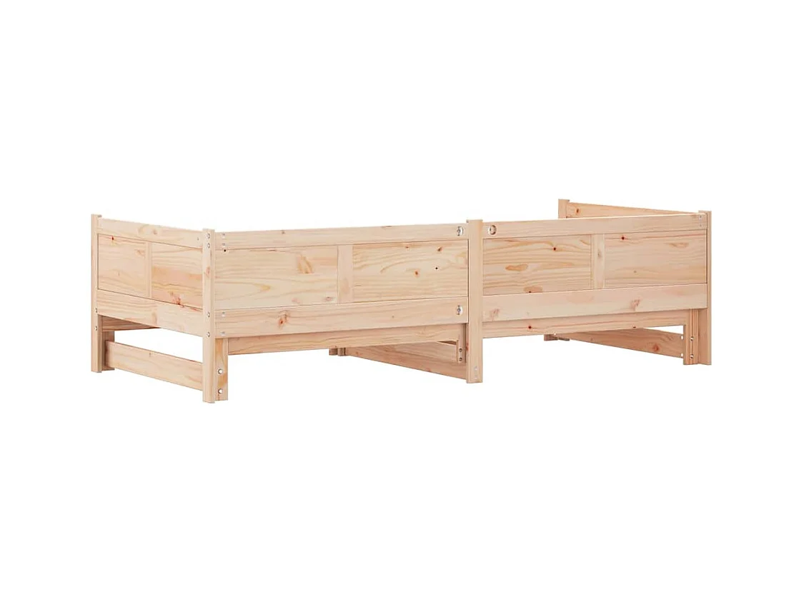 Divano letto estraibile marrone 180 x 200 cm in legno massello di pino