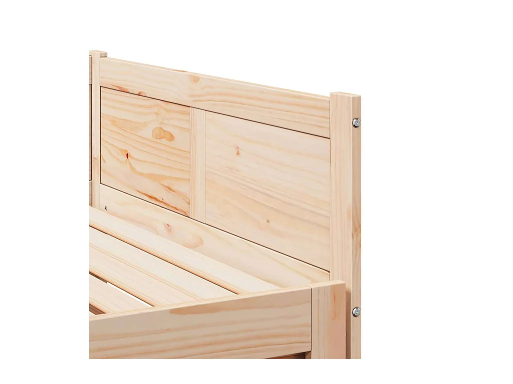 Divano letto estraibile marrone 180 x 200 cm in legno massello di pino