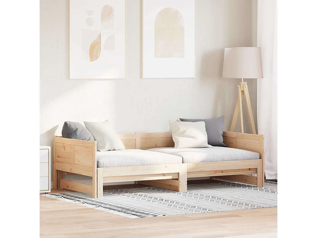Lit Pull-out de Jour Marron 180 x 200 cm Bois massif en pin