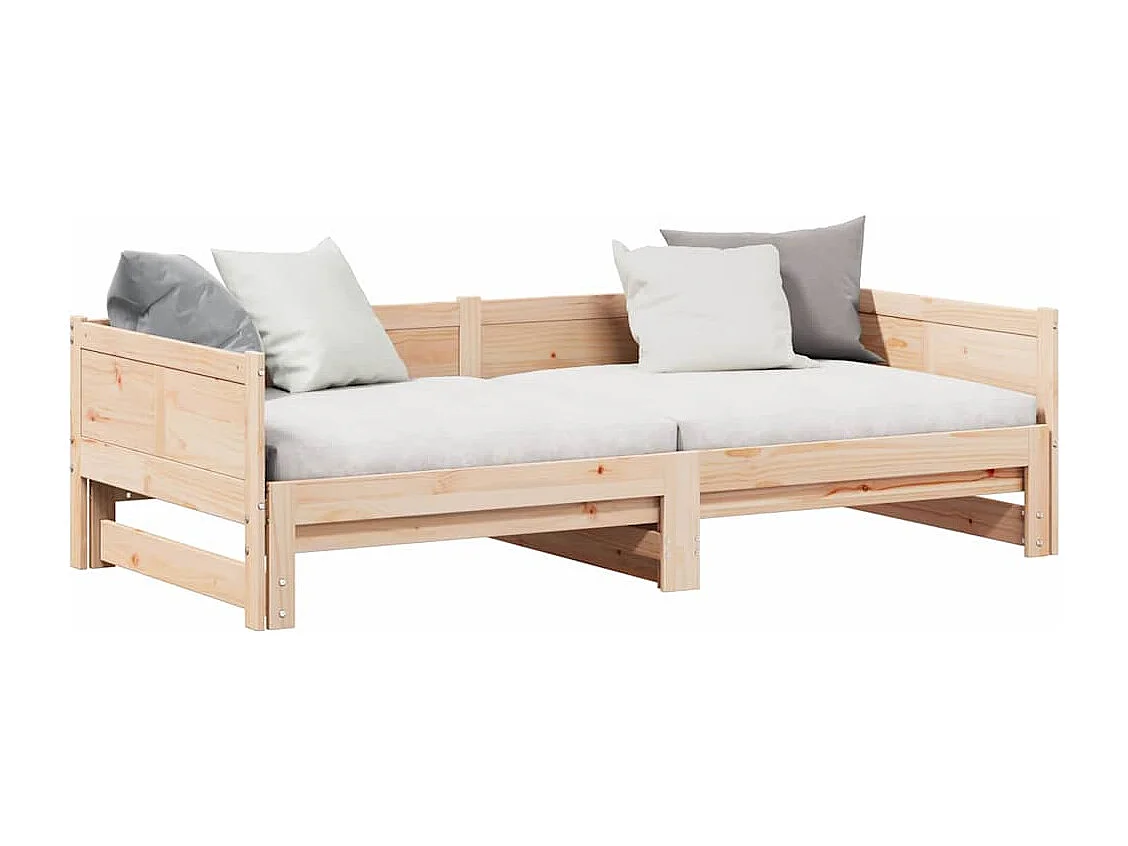 Lit Pull-out de Jour Marron 180 x 200 cm Bois massif en pin