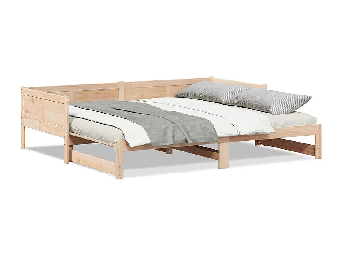 Lit Pull-out de Jour Marron 180 x 200 cm Bois massif en pin