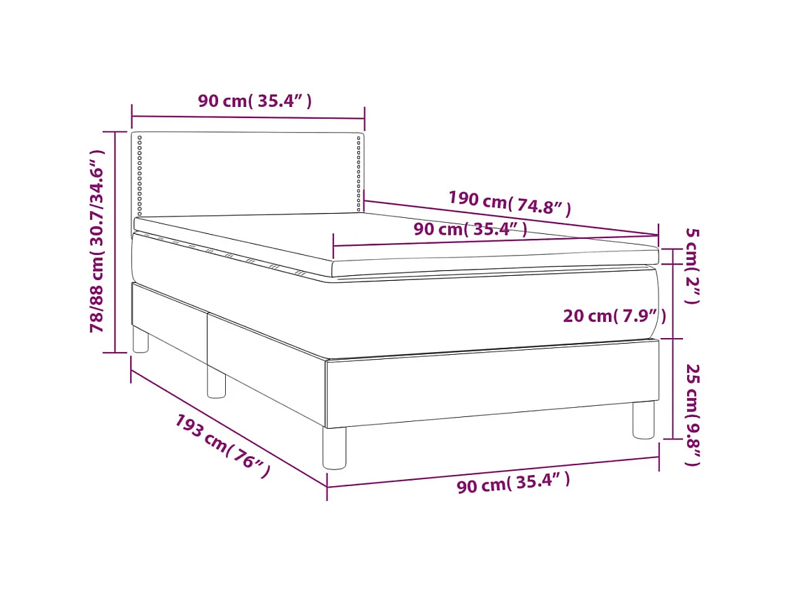 Lattenbodem met matras Zwart 90x190 cm Stof