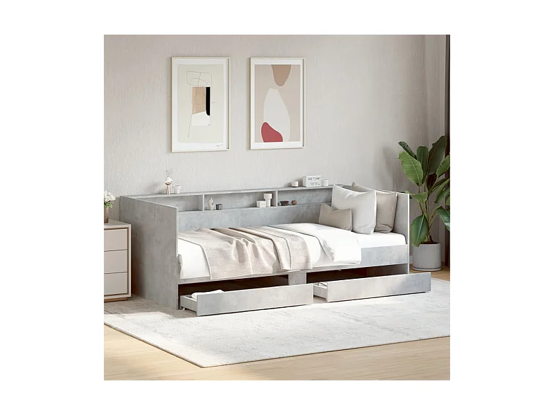 Dagbed met lades zonder matras betongrijs 75x190 cm