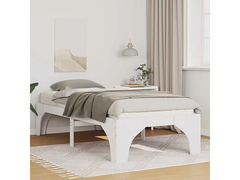 Verhoogd bedframe wit 90 x 200 cm massief grenenhout