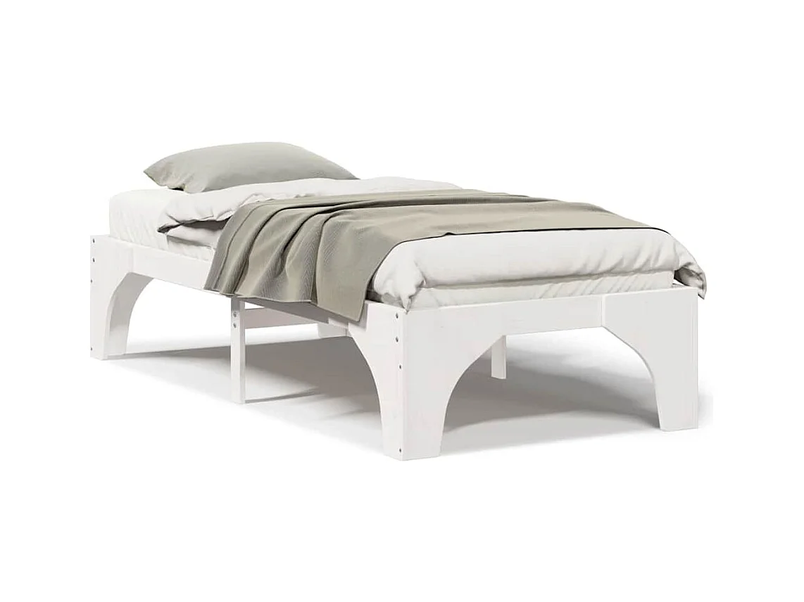 Verhoogd bedframe wit 90 x 200 cm massief grenenhout