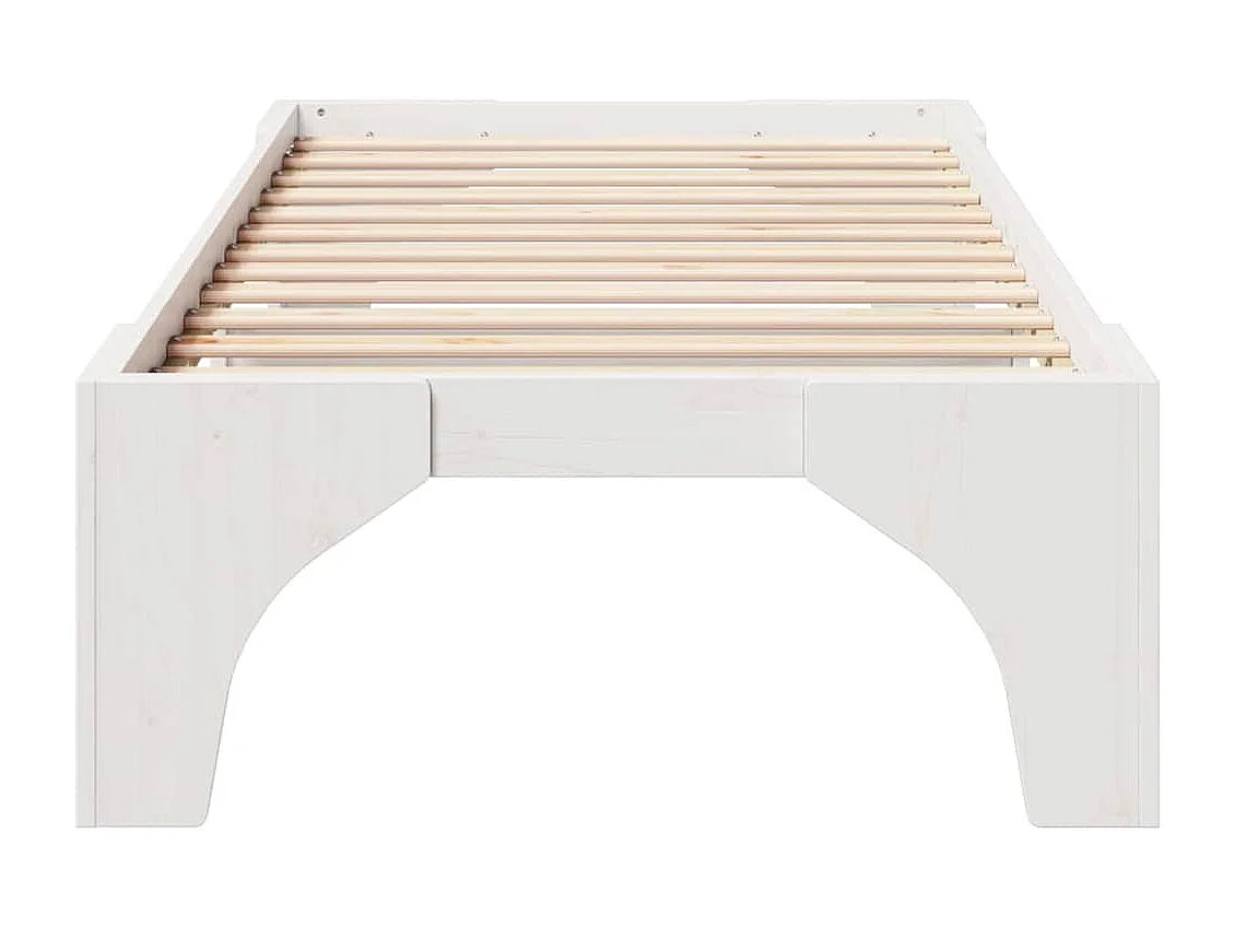 Verhoogd bedframe wit 90 x 200 cm massief grenenhout