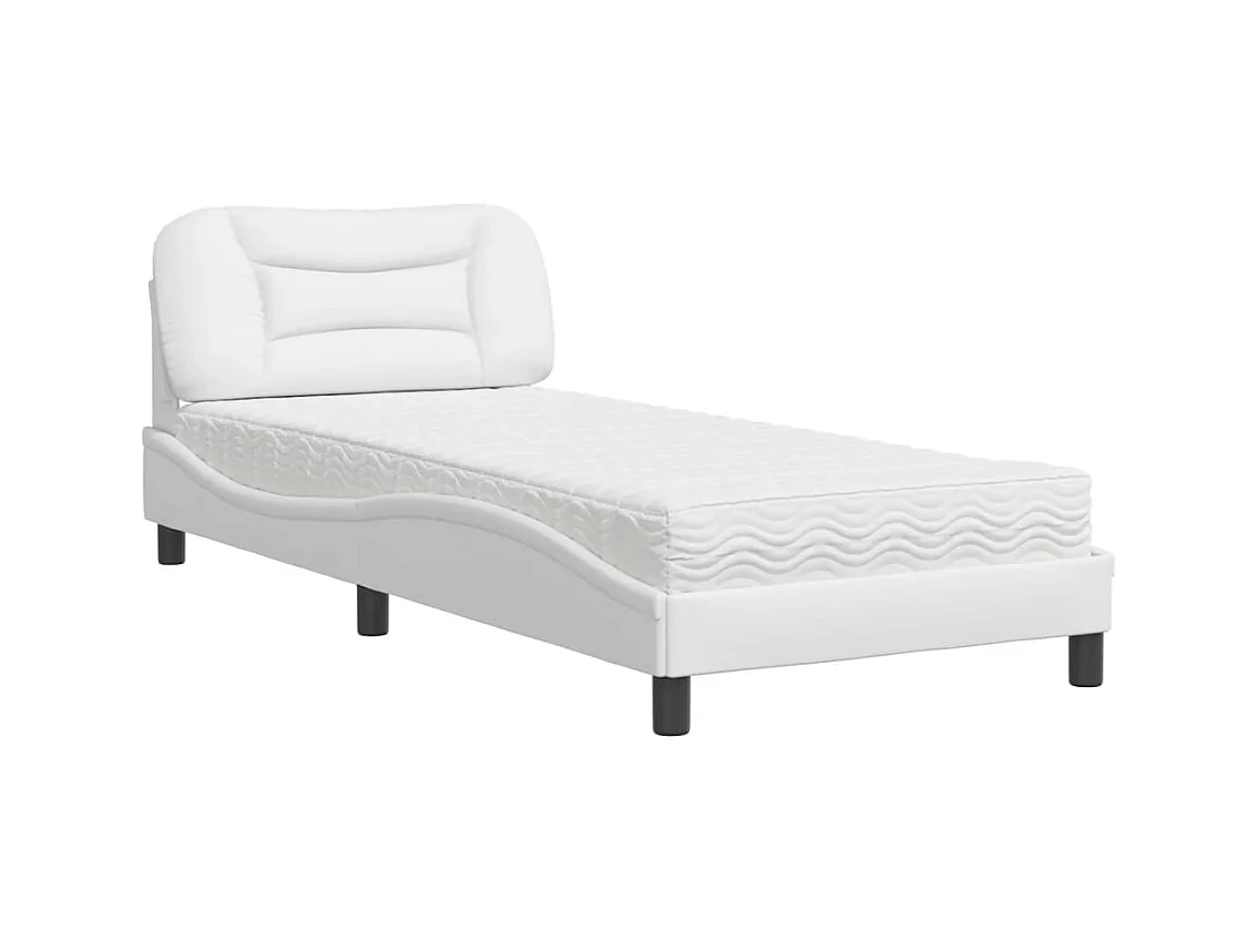 Bed met witte matras 90x200 cm imitatieleer