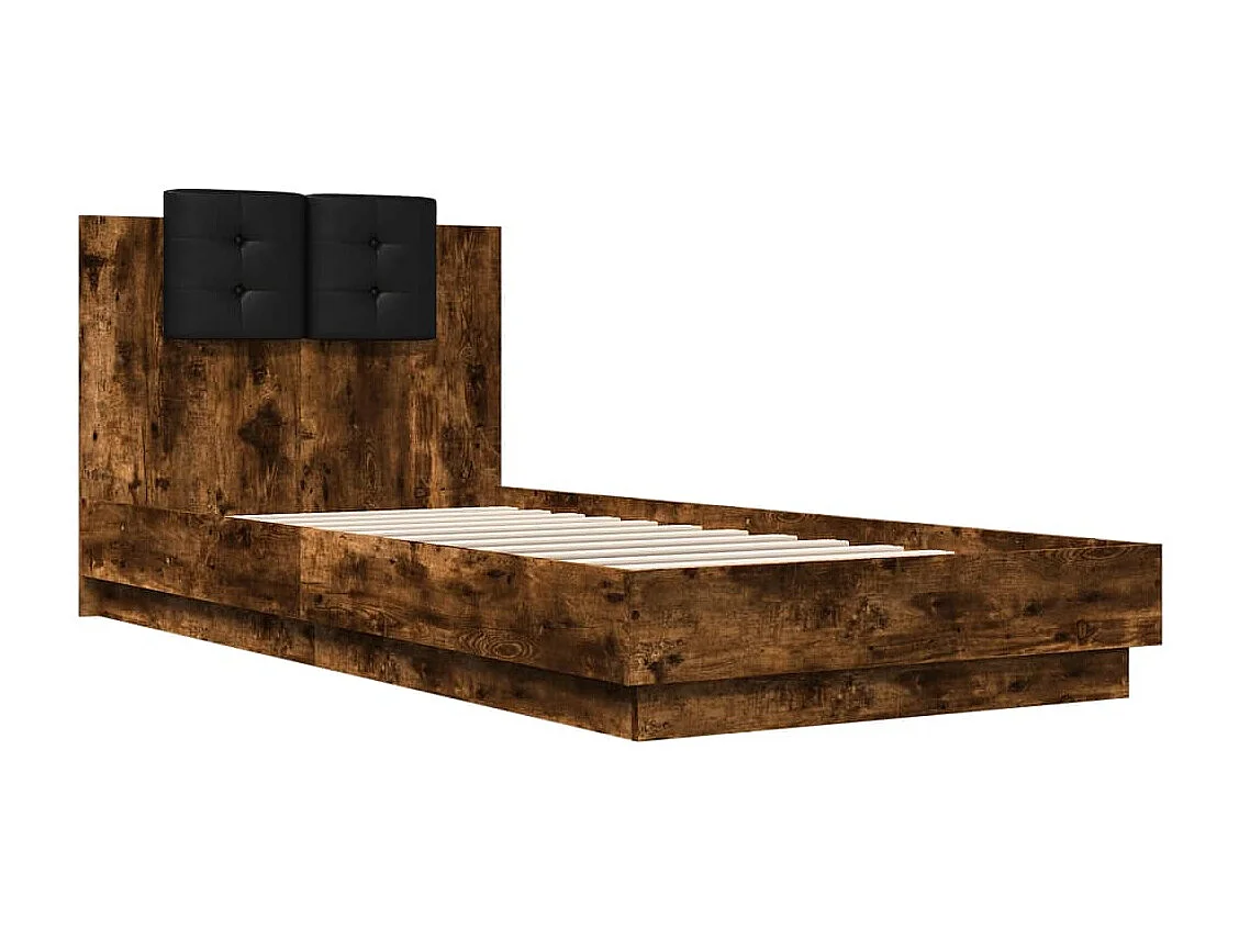 Cadre de lit avec LED sans matelas chêne fumé 100x200 cm