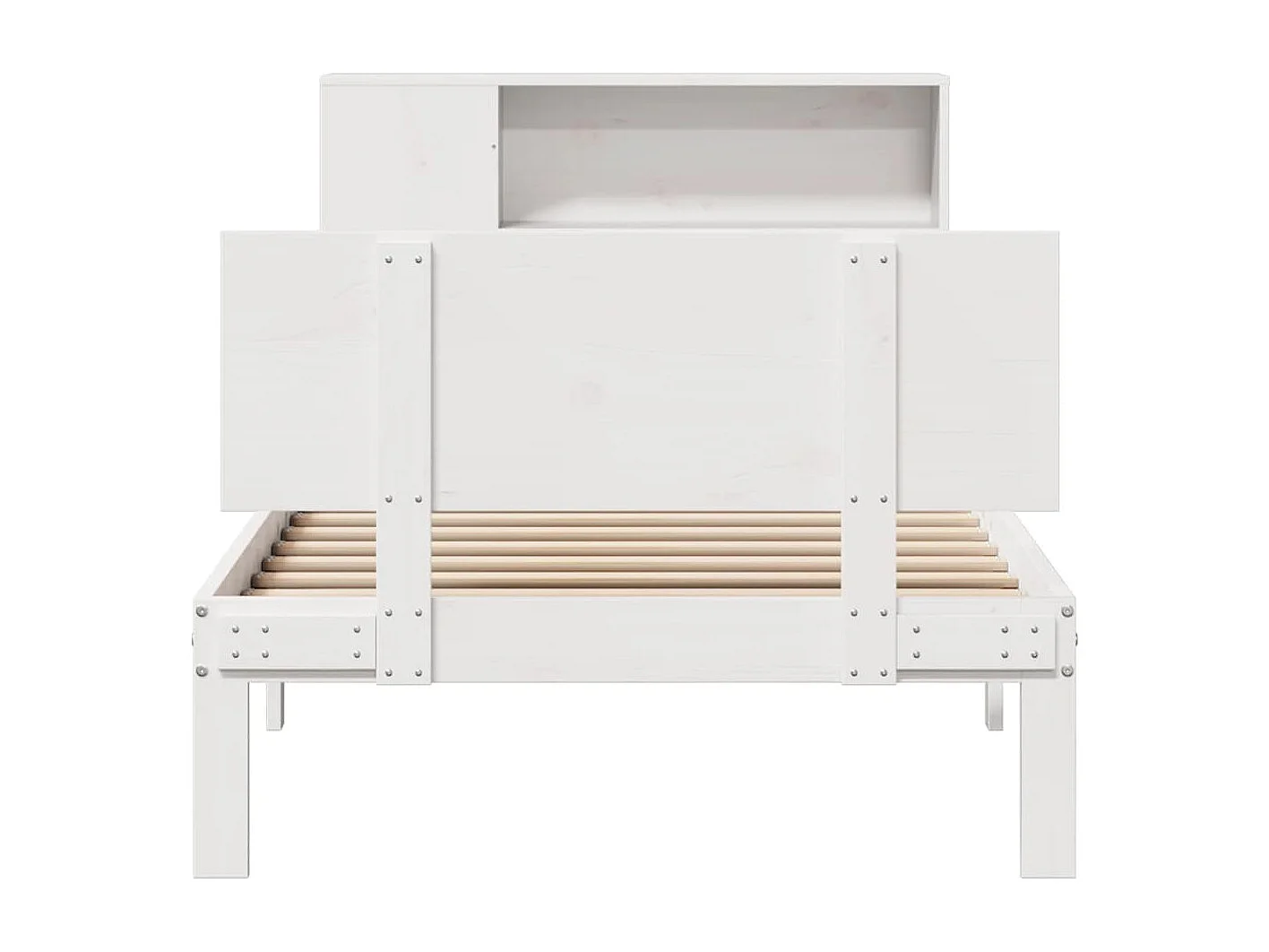Lit bibliothèque sans matelas blanc 100x200 cm bois pin massif