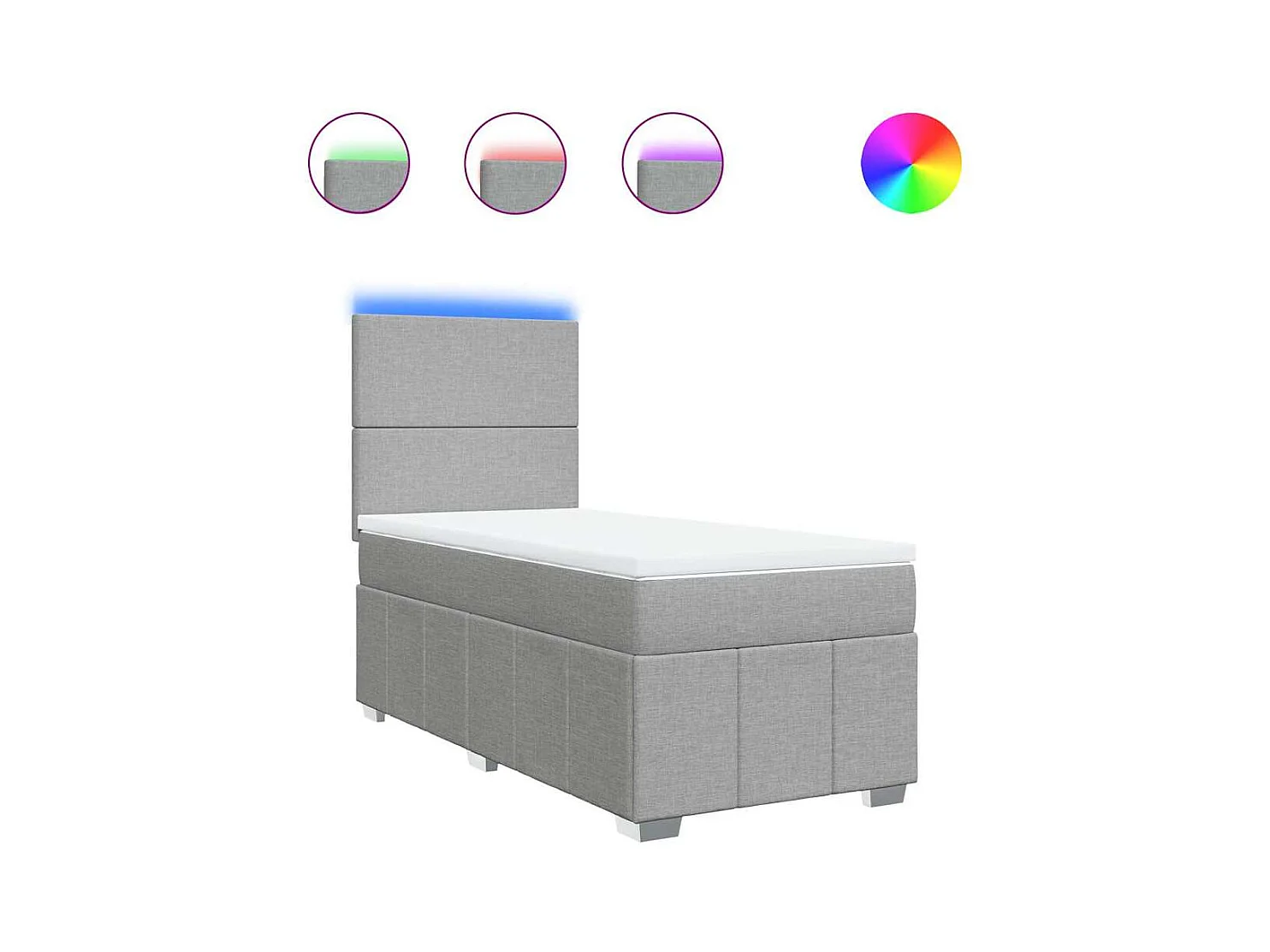 Sommier à lattes de lit avec matelas gris clair 80x200 cm tissu