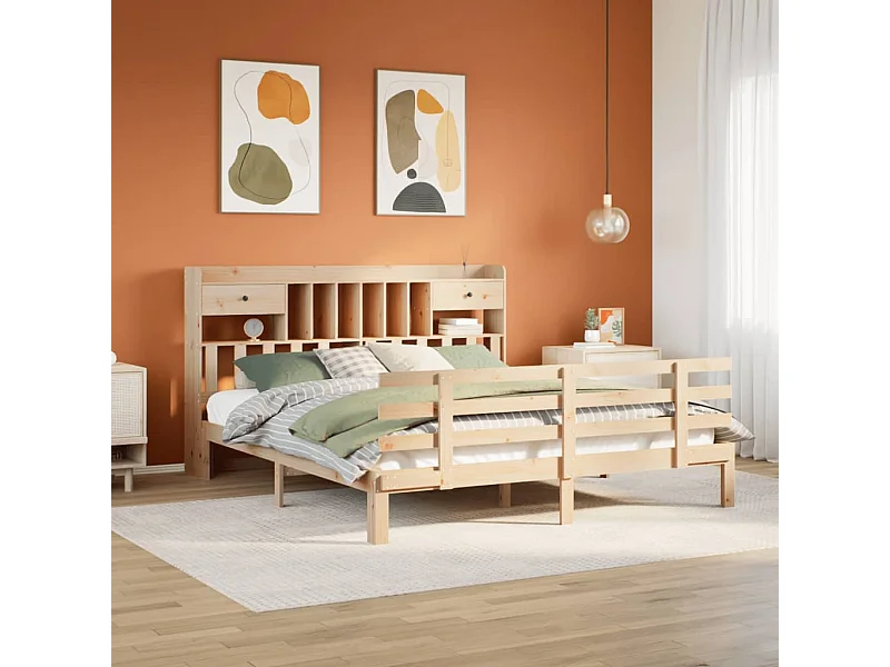 Bibliotheekbed zonder matras 180x200 cm massief grenenhout