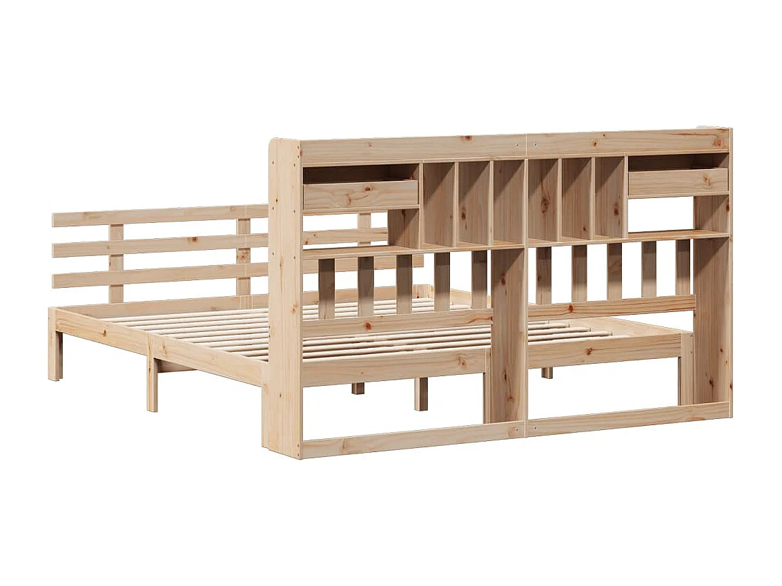 Lit bibliothèque sans matelas 180x200 cm bois massif de pin