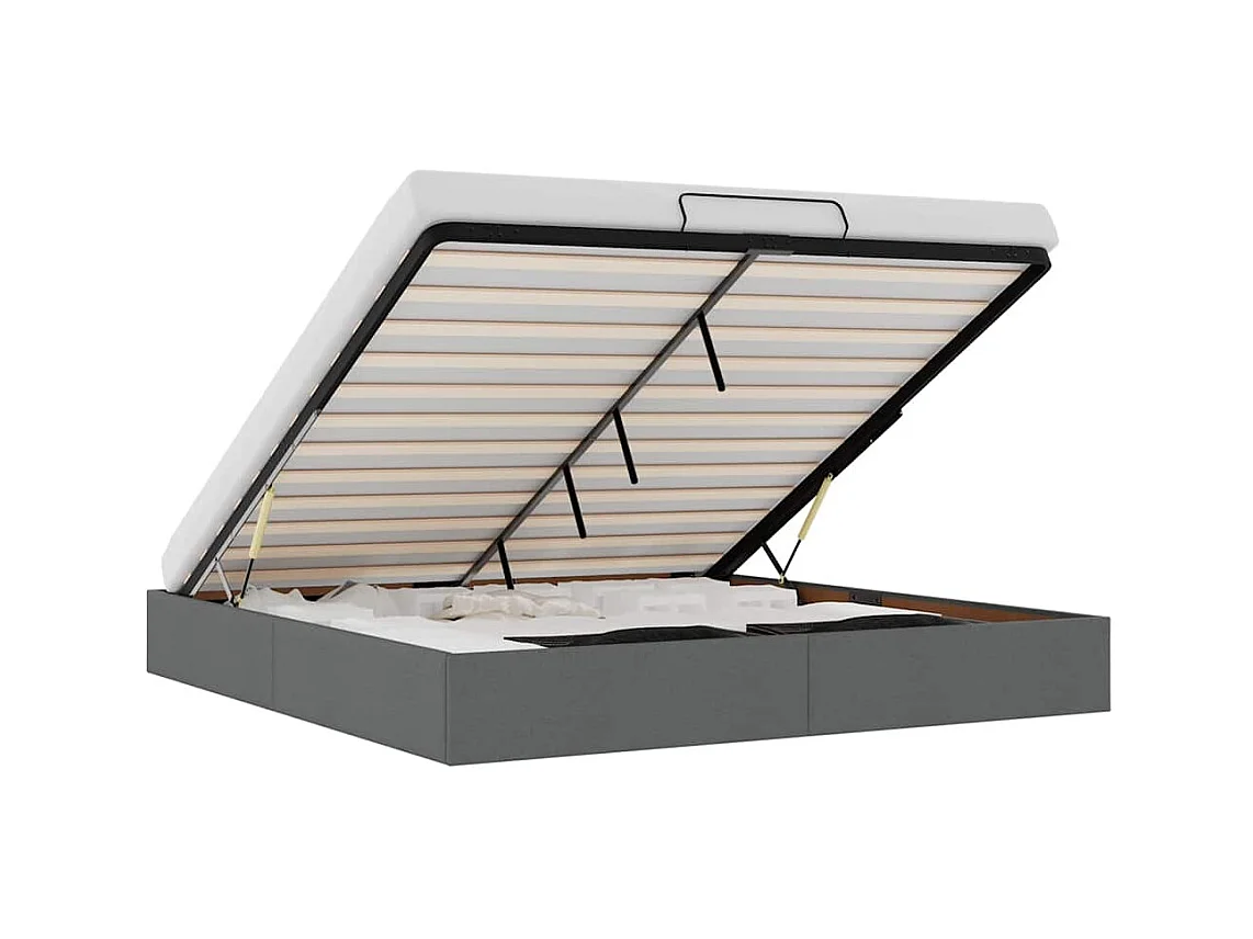 Ottoman Bettgestell ohne Matratze dunkelgrau 160x200 cm Stoff