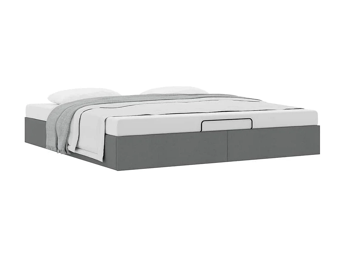 Cadre de lit ottoman sans matelas gris foncé 160x200 cm tissu