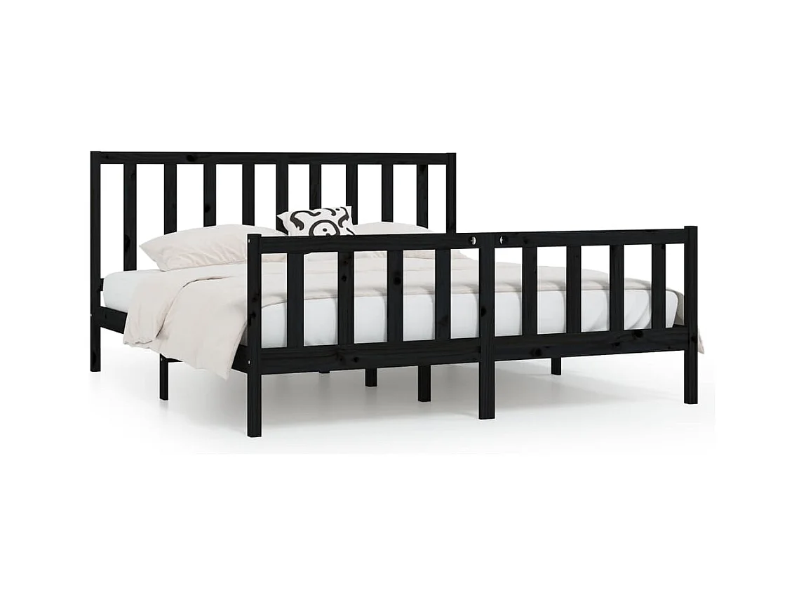 Struttura letto senza materasso nero 200x200 cm in legno massello