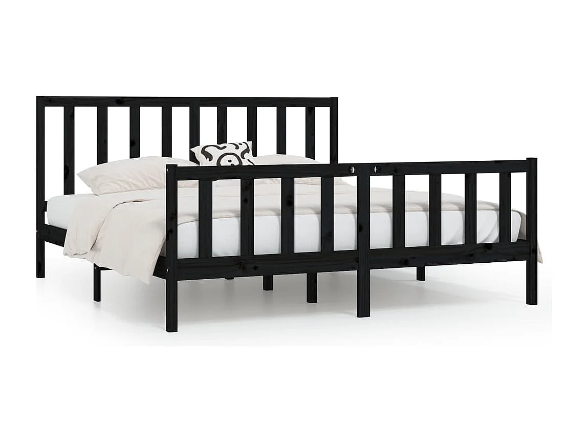 Struttura letto senza materasso nero 200x200 cm in legno massello